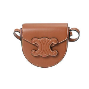 Celine Besas Triomphe Tan Leather Shoulder Bag